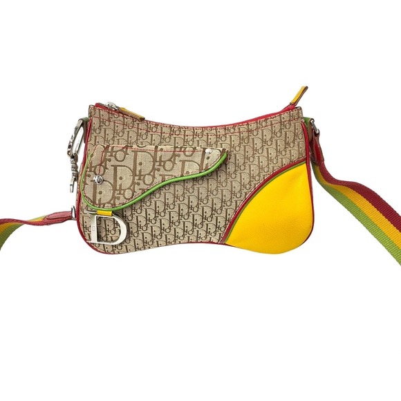 Dior Trotter Saddle Christian Rasta Brown Shoulder Bag - Picture 1 of 8